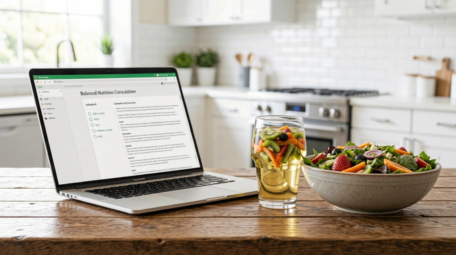 Frische Zutaten in einer hellen Küche