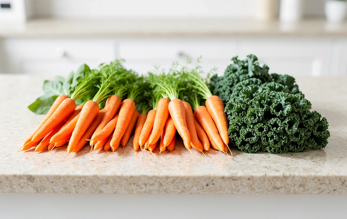 Frische regionale Lebensmittel auf einer Arbeitsfläche